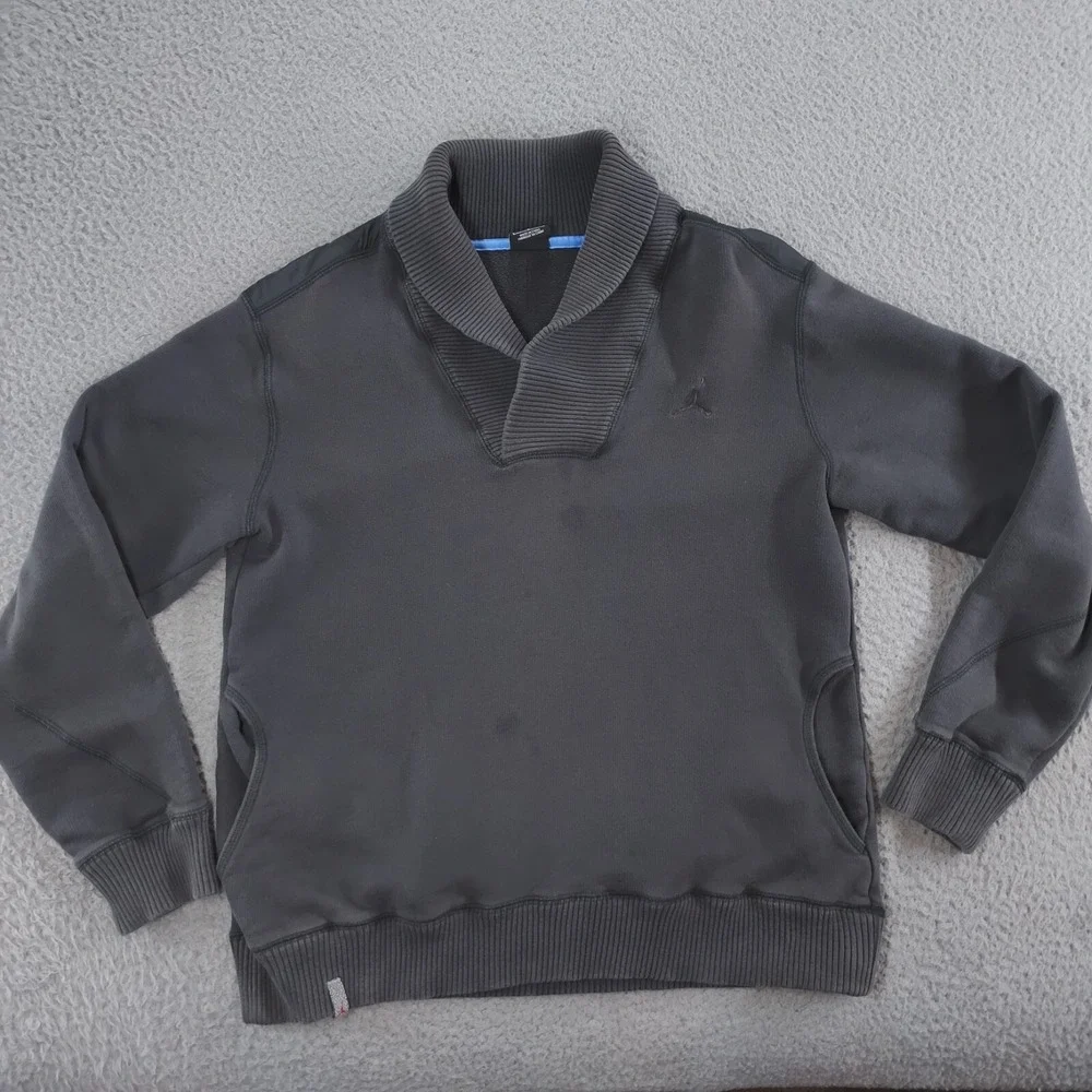 Nike Air Jordan Sweater Mens Large Gray Cotton Thick Heavy Jumpman Collar Warm